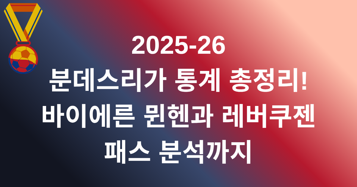 2025-26 분데스리가 통계 총정리! 바이에른 뮌헨과 레버쿠젠 패스 분석까지